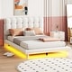 preview thumbnail 5 of 20, Marshmallow Shaped Button-Tufted Headboard LED Platform Bed