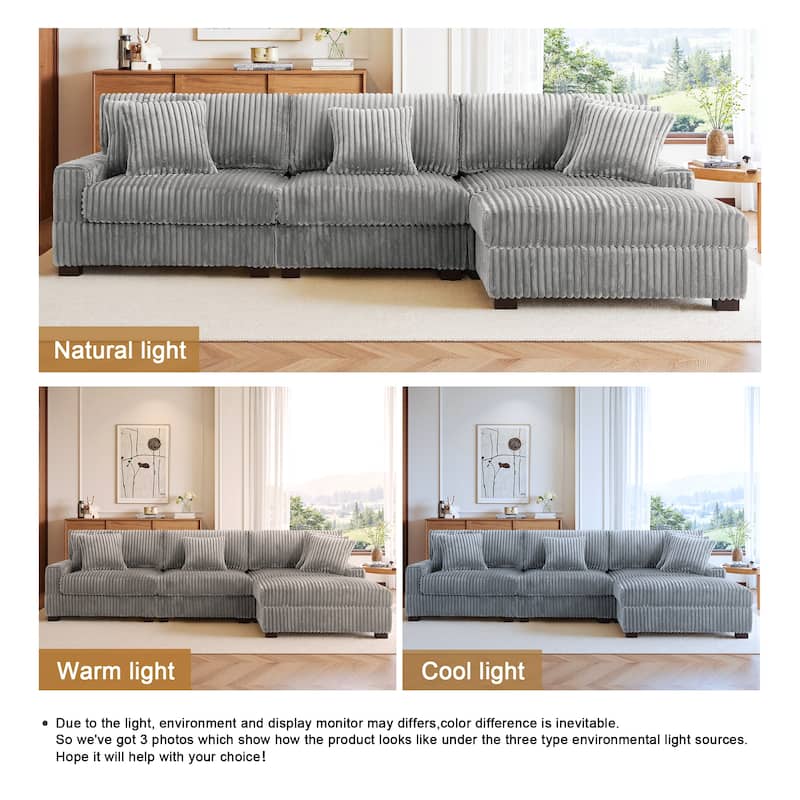 118.4"W Plush Modular Sectional Sofa with Pillows