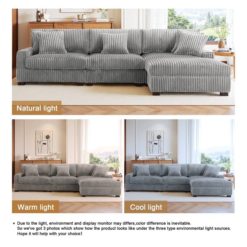 Modular Sectional Sofa Set with Adjustable Headrests and Ottomans