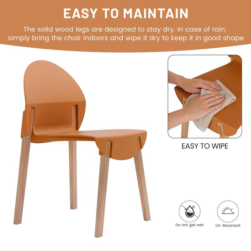 Orange Dining Chair Coffee Chair Club Chair with Wood Legs, Kitchen Chair Leisure Chair Reception Chair Set of 4