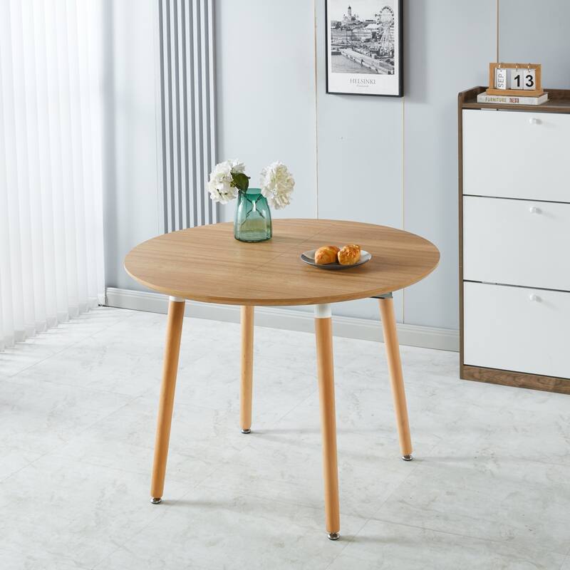 Extensible Oval Dining Table for 4-6 Person, Multi-functional Office Dining Table, Kitchen Table with MDF Top & Metal legs