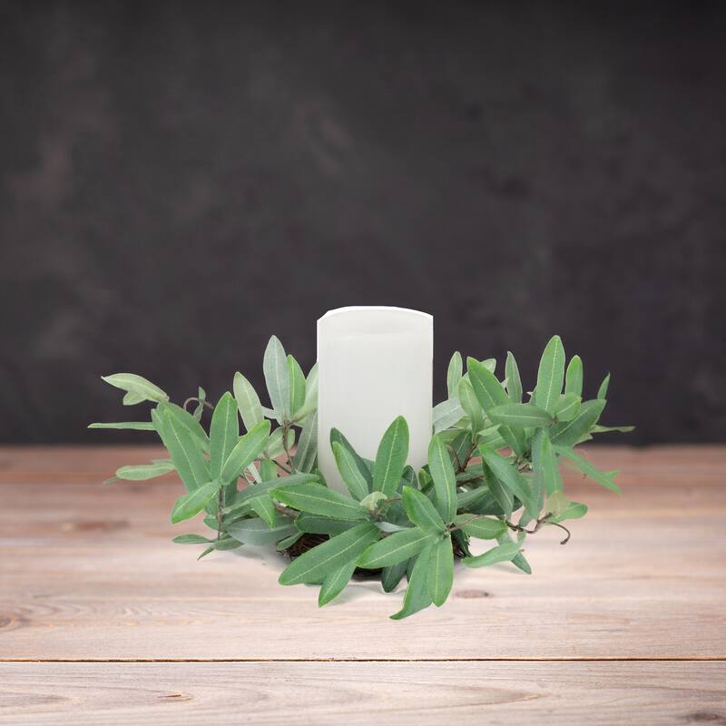 Olive Leaf Artificial Candle Ring - 14.5"