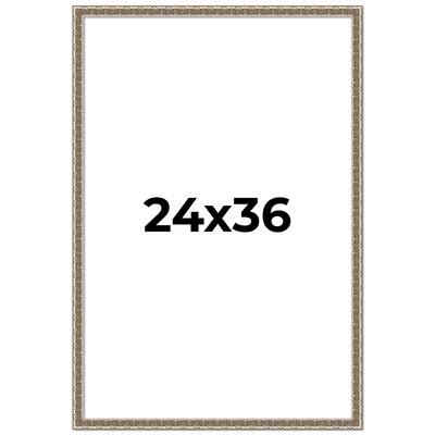 24x36 Frame Silver Versailles Ornate Solid Wood Picture Frame | 1 Inch