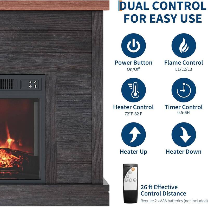 38" Freestanding Electric Fireplace for Bedroom Living Room