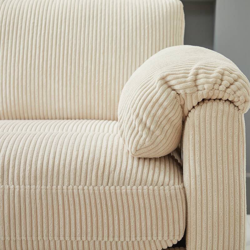 Multi-Seater Corduroy Sectional Sofa, Modular Settee, Included Removable Ottomans