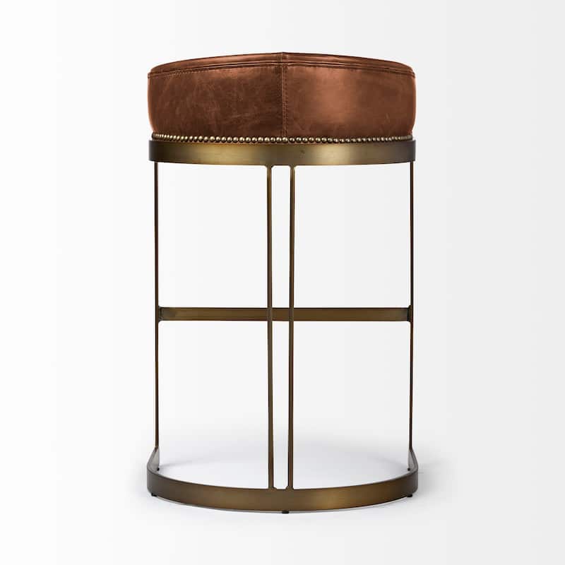Hollyfield Genuine Leather Black/Brown Bar and Counter Stool