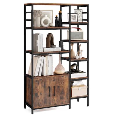 Costway 55.5" Tall Bookcase with 2-Door Cabinet Metal Frame - See Details