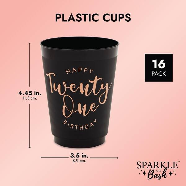 Black and Gold 21st Birthday Party Cups, Reusable Plastic Tumblers (16 oz,  16 Pack) - Bed Bath & Beyond - 35975361