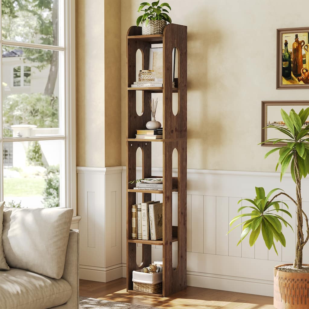 70.87" Solid Wood Bookshelf, Storage Bookcase, Living Room Home Office Bedroom Standing Shelf Accent Shelving