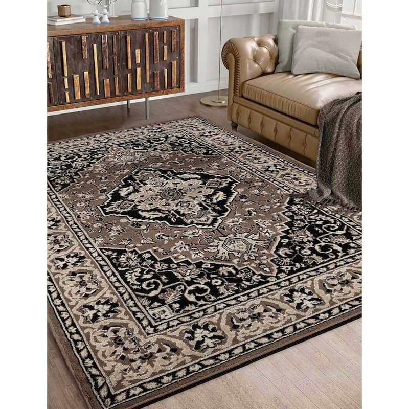 Superior Glendale Floral Medallion Indoor Area Rug - 4' x 6' - Brown