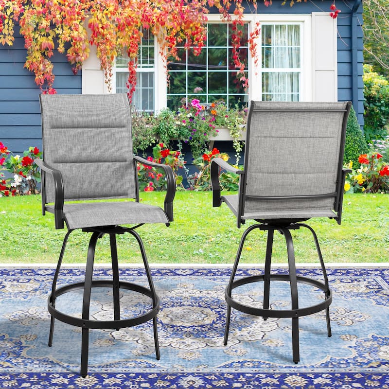 Futzca Patio Swivel Bar Bistro Set or Swivel Bar Stools - Set of 2 - PaddedGrey