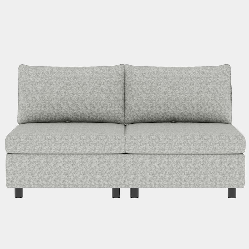 Grey 68'' L-Shaped 6-Seat Modular Sectional Sofa with Storage, Convertible Ottoman, High-Density Foam, and Pocket Springs