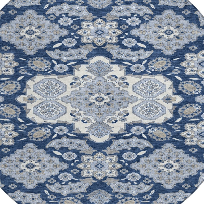 HomeRoots Medallion Traditional Rectangle Outdoor Rug