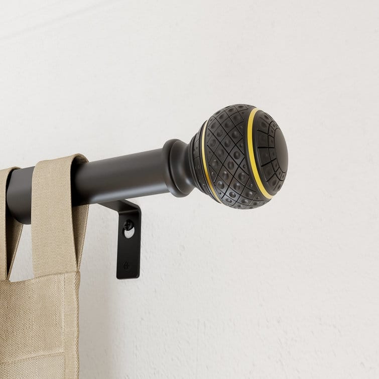 Acroma Adjustable Single Curtain Rod with Globe Ball Finial