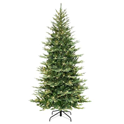 Puleo International 7.5 ft. Pre-lit Slim Balsam Fir Tree