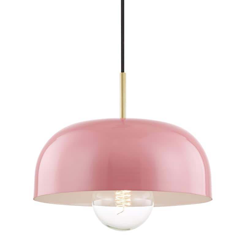Mitzi by Hudson Valley Avery 1-light Aged Brass Large Pendant, Pink Metal