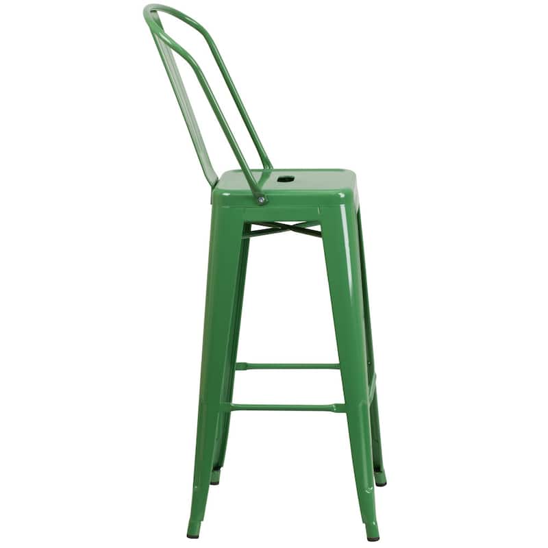 30'' High Metal Indoor-Outdoor Barstool with Back