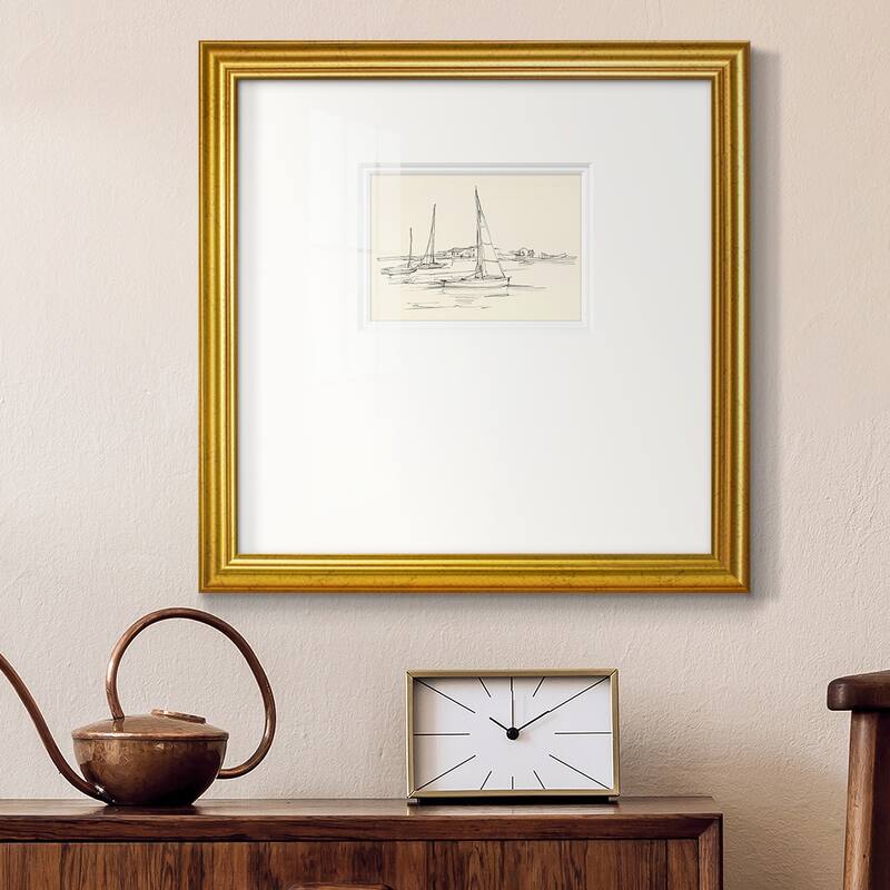 Coastal Contour Sketch IPremium Framed Print