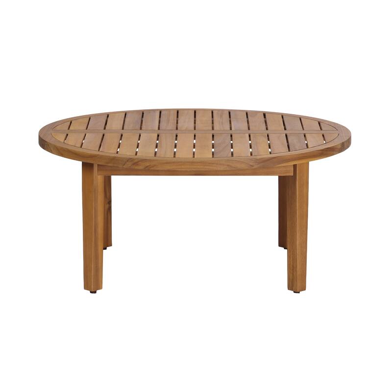 Christopher Knight Home - Erin 5-Piece Outdoor Acacia Wood Conversation Set with Cushioned Lounge Chairs & Round Coffee Table