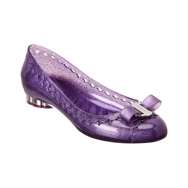 salvatore ferragamo flower heel jelly ballet flat