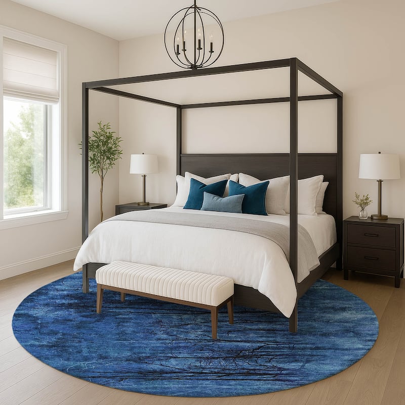 Premium Washable Super Soft Modern Forest Mayfield Rug - Blue - 8' x 8'