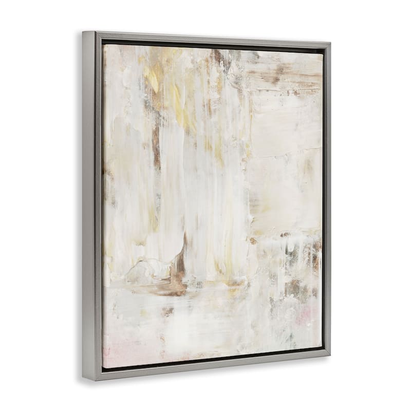Stupell Natural Muted Abstract Framed Floater Canvas Wall Art Design By Victoria Barnes