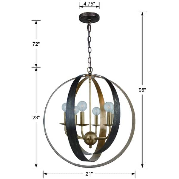 Luna 6 Light Bronze & Gold Sphere Large Chandelier - 21'' W x 23'' H