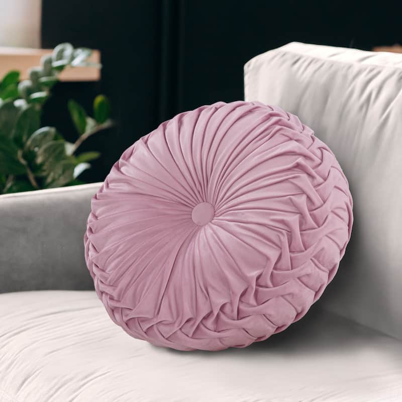 Gianny 18" Round Pleated Pillow - Blush