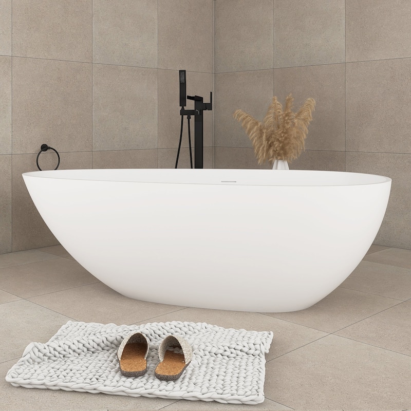 Solid Surface Freestanding Bathtub in Matte White