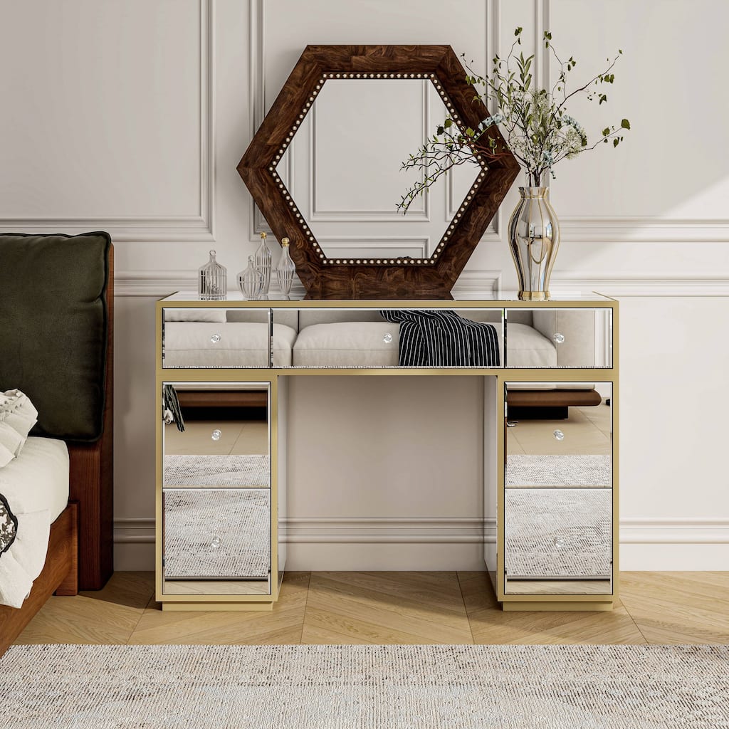 Luxury Mirror Makeup Vanity with 7 Drawers