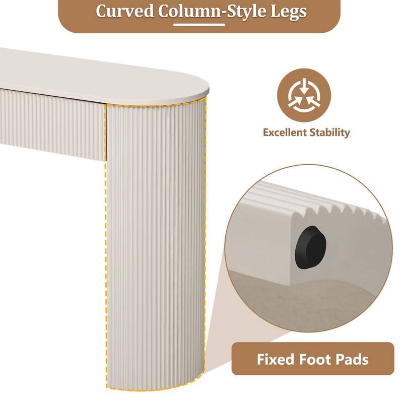 Roomfitters Entryway Console Table with Fluted Design, Oval Top and Two Storage Spaces for Living Room