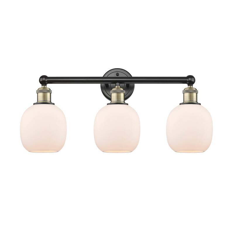 Innovations Lighting 616-3W-12-24 Belfast Vanity Belfast 3 Light 24" - Black Antique Brass / Matte White