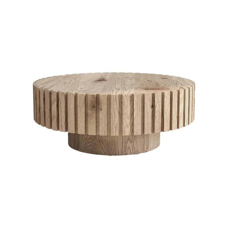 31.4" Modern Round Coffee Table – Minimalist Design with Natural Wood Grain, Sturdy Construction for Living Rooms, Studies.
