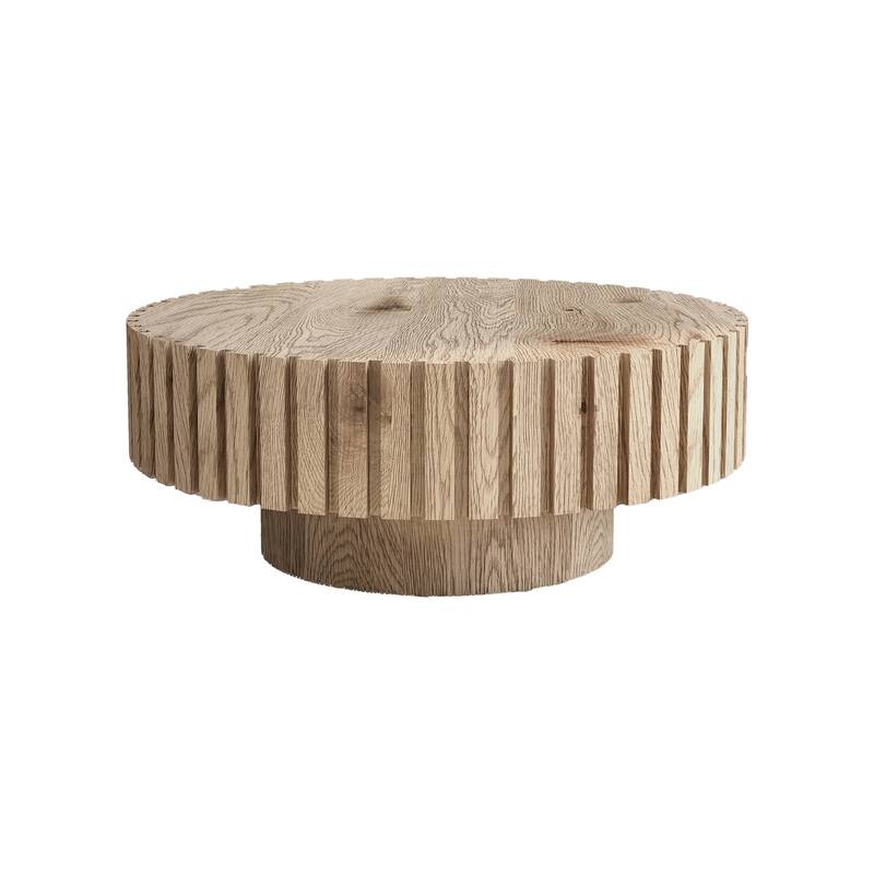 Modern Round Coffee Table 31 Inch Natural Wood Texture Durable Minimalist for Living Room Study Office