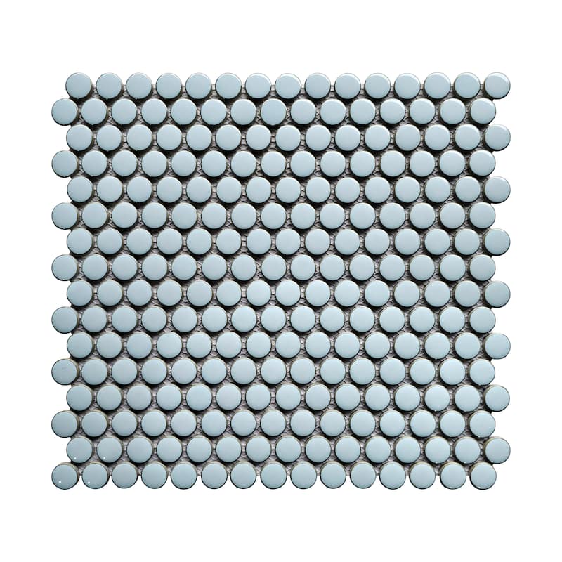 Porcelain Mosaic Tiles Penny Round Mosaic Tiles - Case (15 Sheets) - Sky Blue