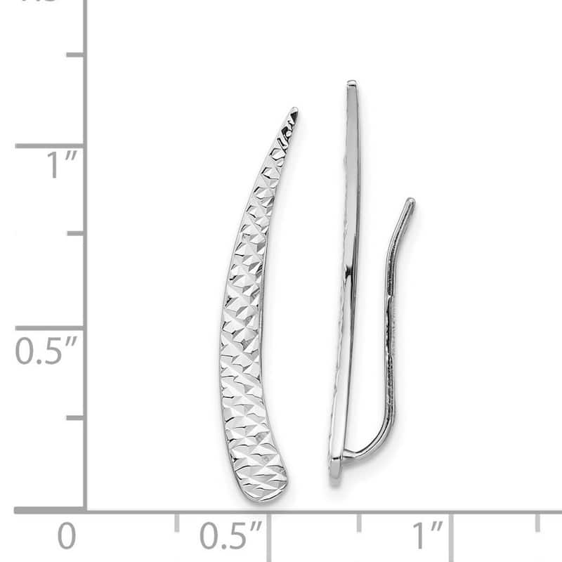Curata 14k White Gold Textured Ear Climber Earrings 28x3.7mm