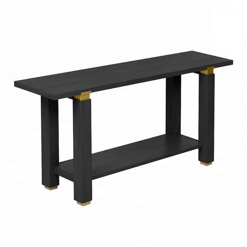 Solid Wood Entryway Sofa Table with Metal Accents
