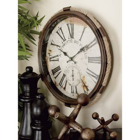 Vintage Coastal Style Round Iron Nautical Wall Clock