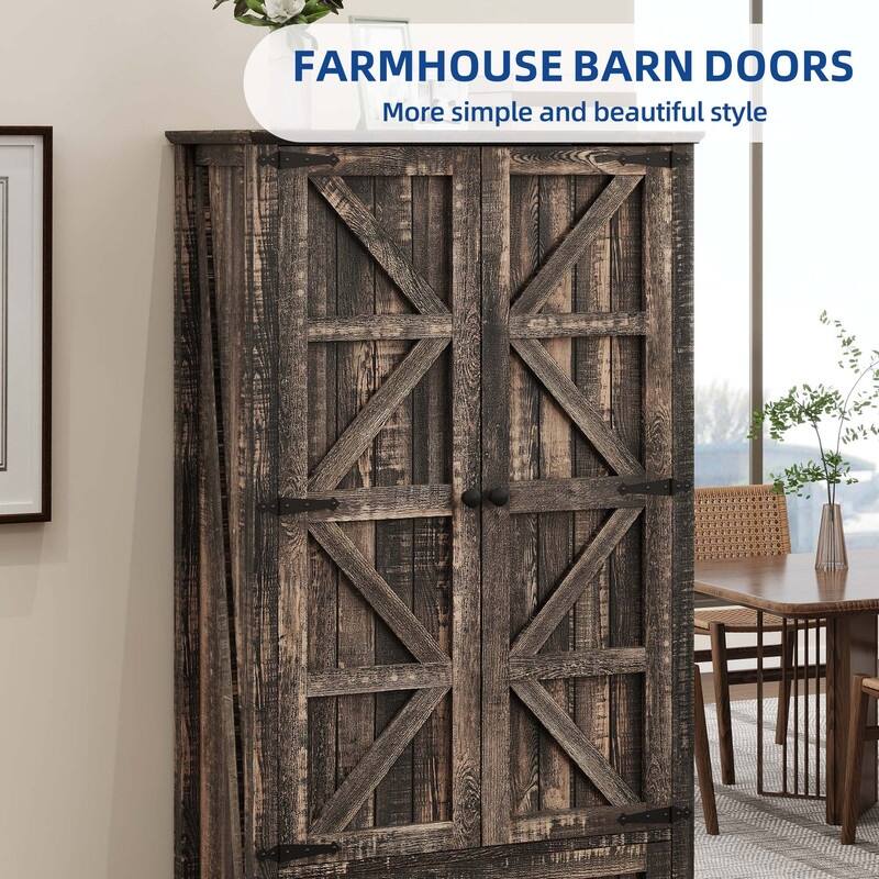 Moasis 64" Farmhouse Tall Kitchen Pantry Storage Cabinet with 2 Drawers & Doors