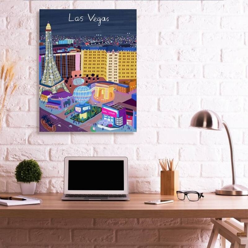 Stupell Playful Las Vegas California Illustration City Landmarks Canvas Wall Art
