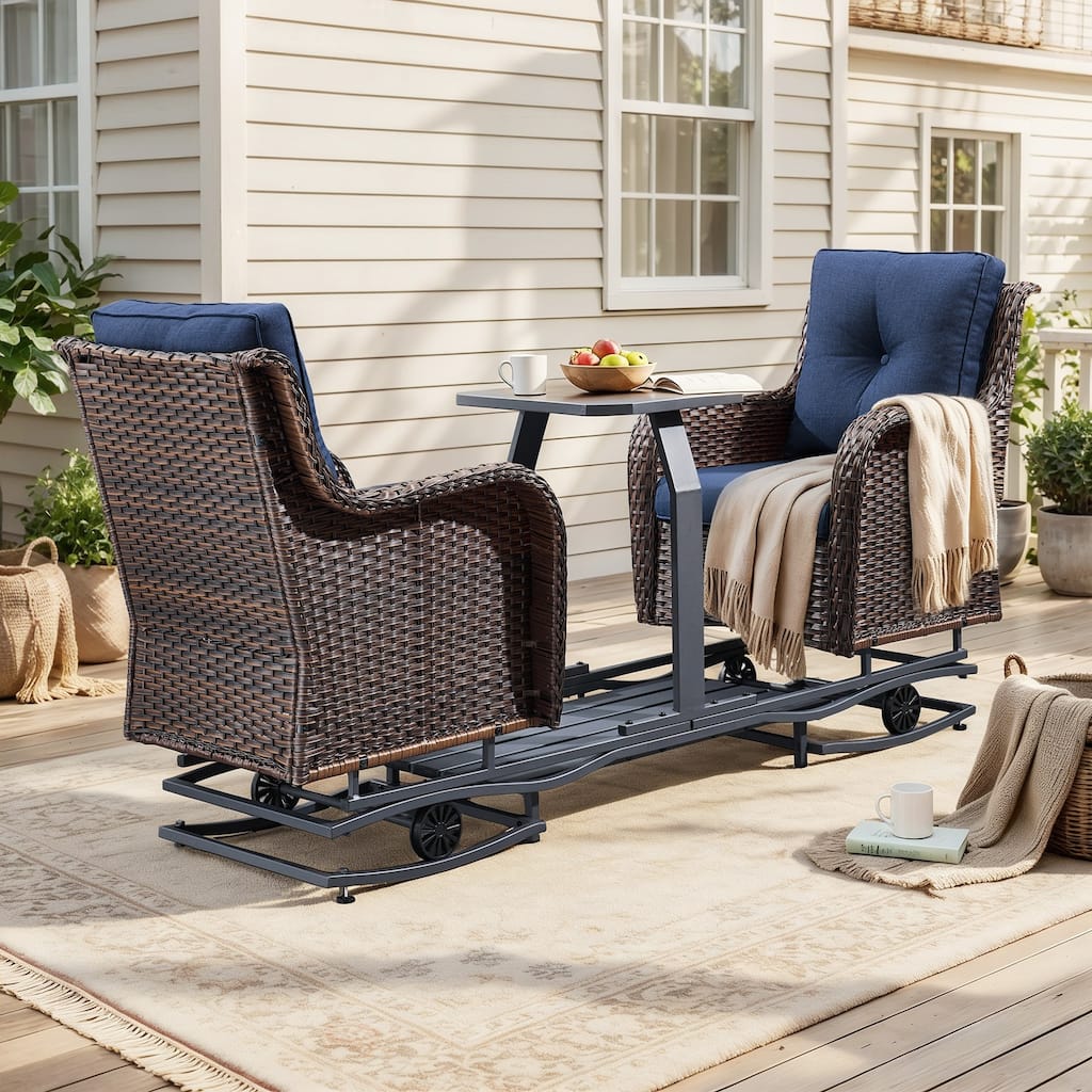 Pocassy Outdoor Patio 2-Person Swing Glider Chair