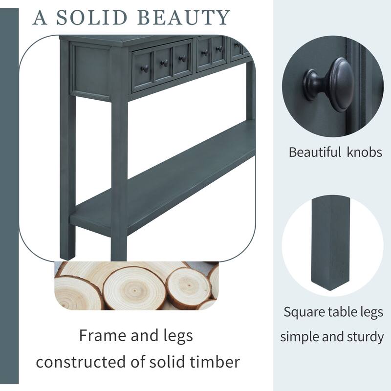 60" Long Sofa Table with two Different Size Drawers