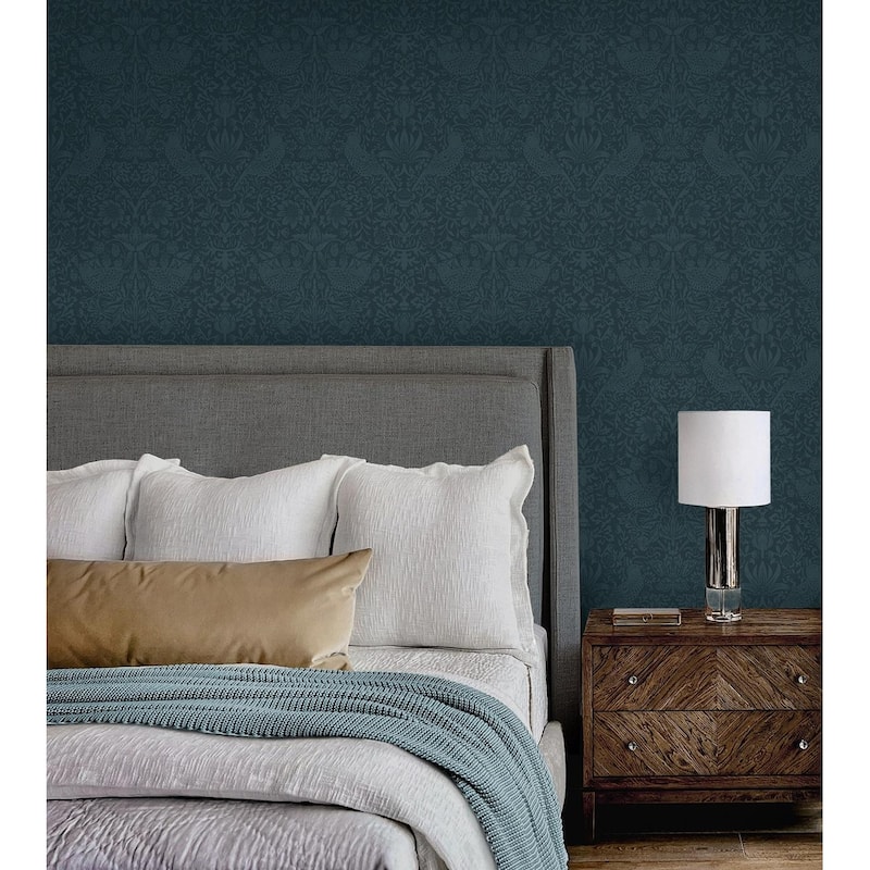 NextWall Tonal Bird Garden Peel and Stick Wallpaper