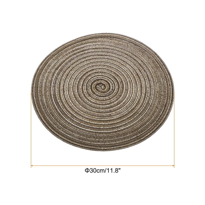 6pcs Round Braided Placemats Non-Slip Washable Round Table Mats - Brown - 11.8"