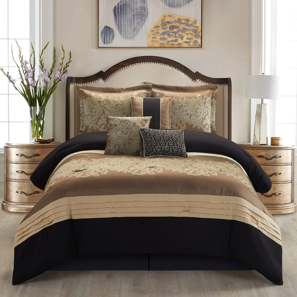 Nanshing Salem Damask Jacquard 7-Piece Comforter Set