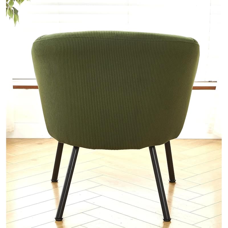 US Pride Furniture Modern Corduroy Accent Chair with Channel Back Design Black Metal Legs and Soft Upholstery