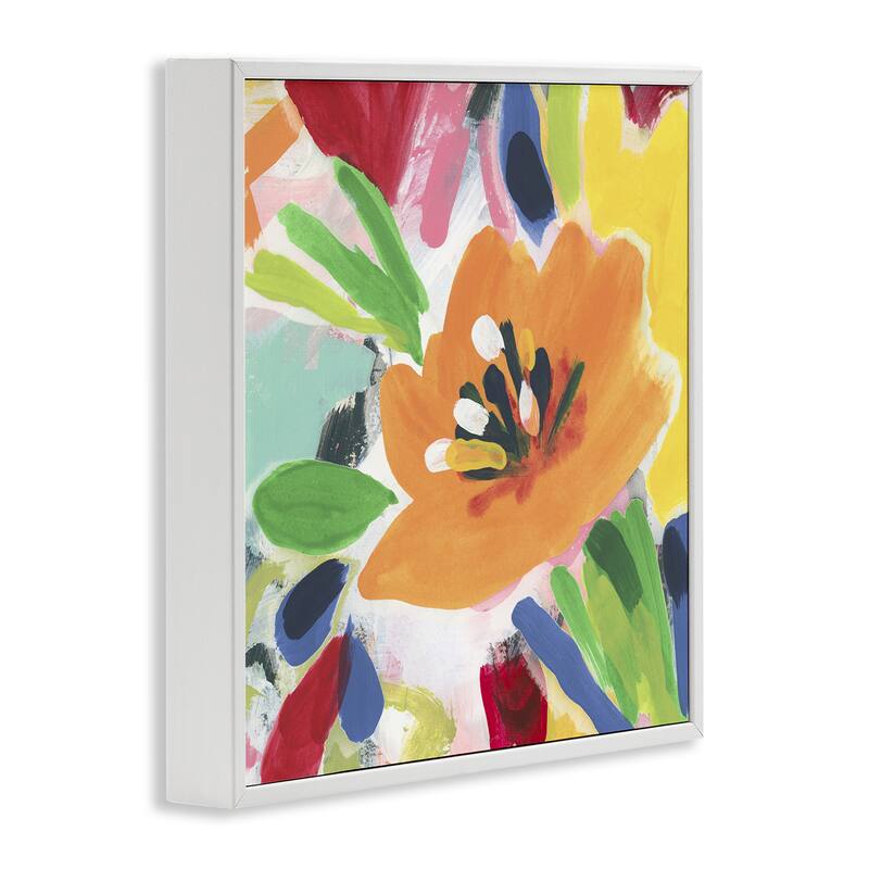 Stupell Vivid Orange Flower Impressions Framed Giclee Art Design By June Erica Vess