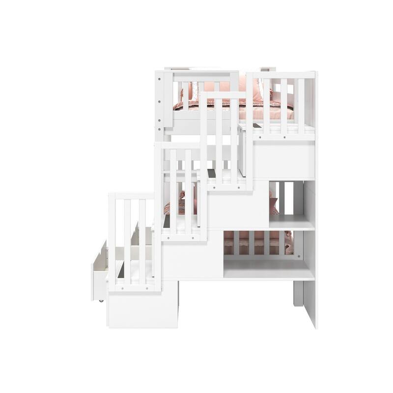 Taylor & Olive Trillium Tall Twin over Twin Stairway Bunk Bed, Drawers