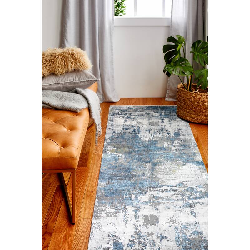 Bashian Grettel Ivory/Blue Contemporary Area Rug