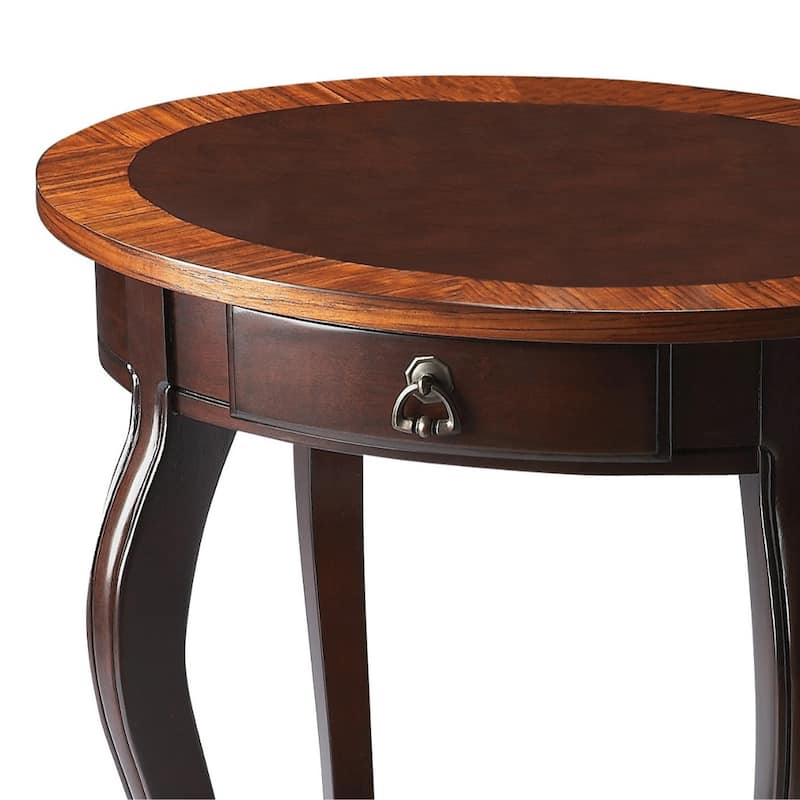 25 Inch Oval Wood Coffee Table with Drawer and Shelf Storage - 32” x 32” x 18”